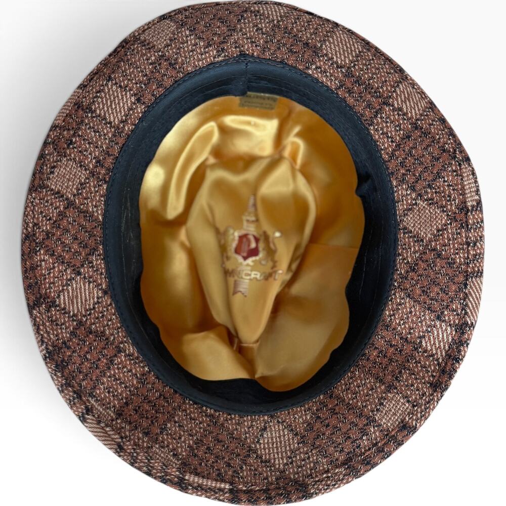 Vintage 1960s Penney’s Towncraft Plaid Fedora Feather Union Made Hat Small - Picture 6 of 16